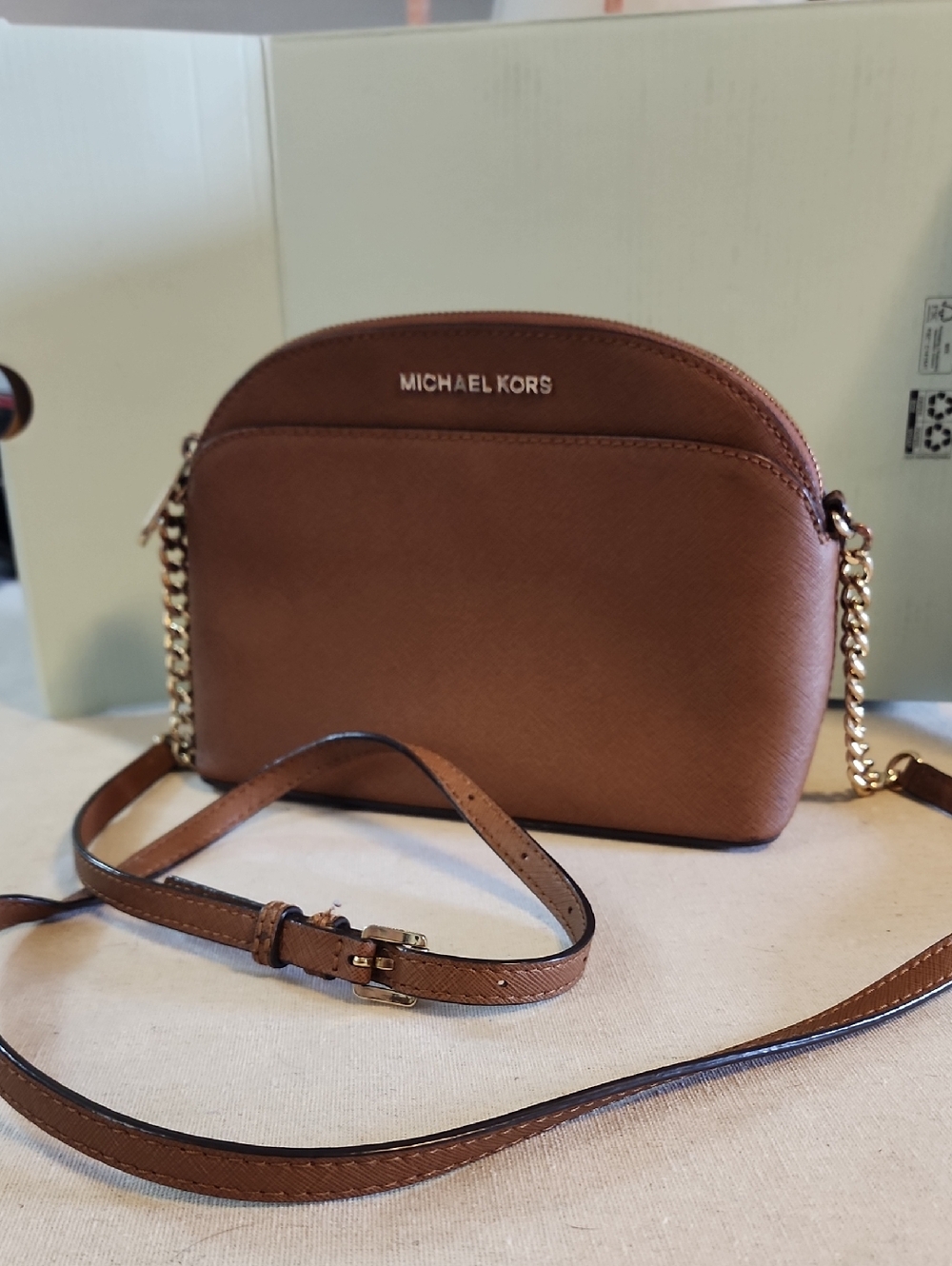 Michael Kors Jet Set Small Brown Leather Crossbody Bag